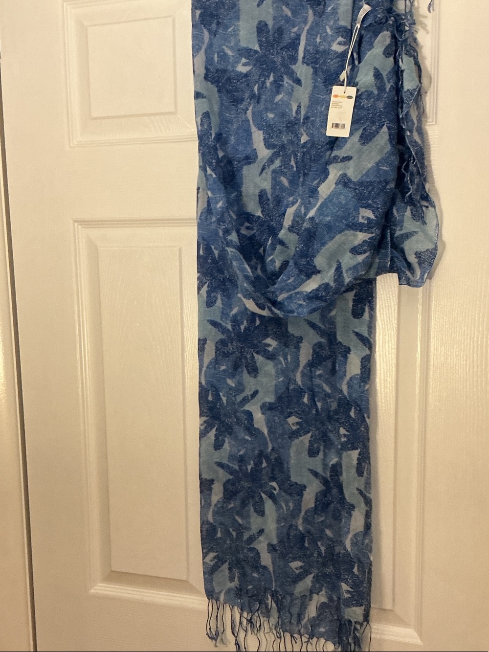 Blue Palm-Print Scarf - NWT